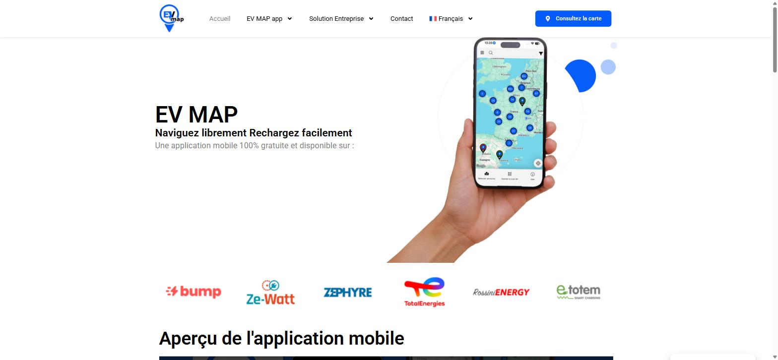 EV MAP — the French EV charging app website